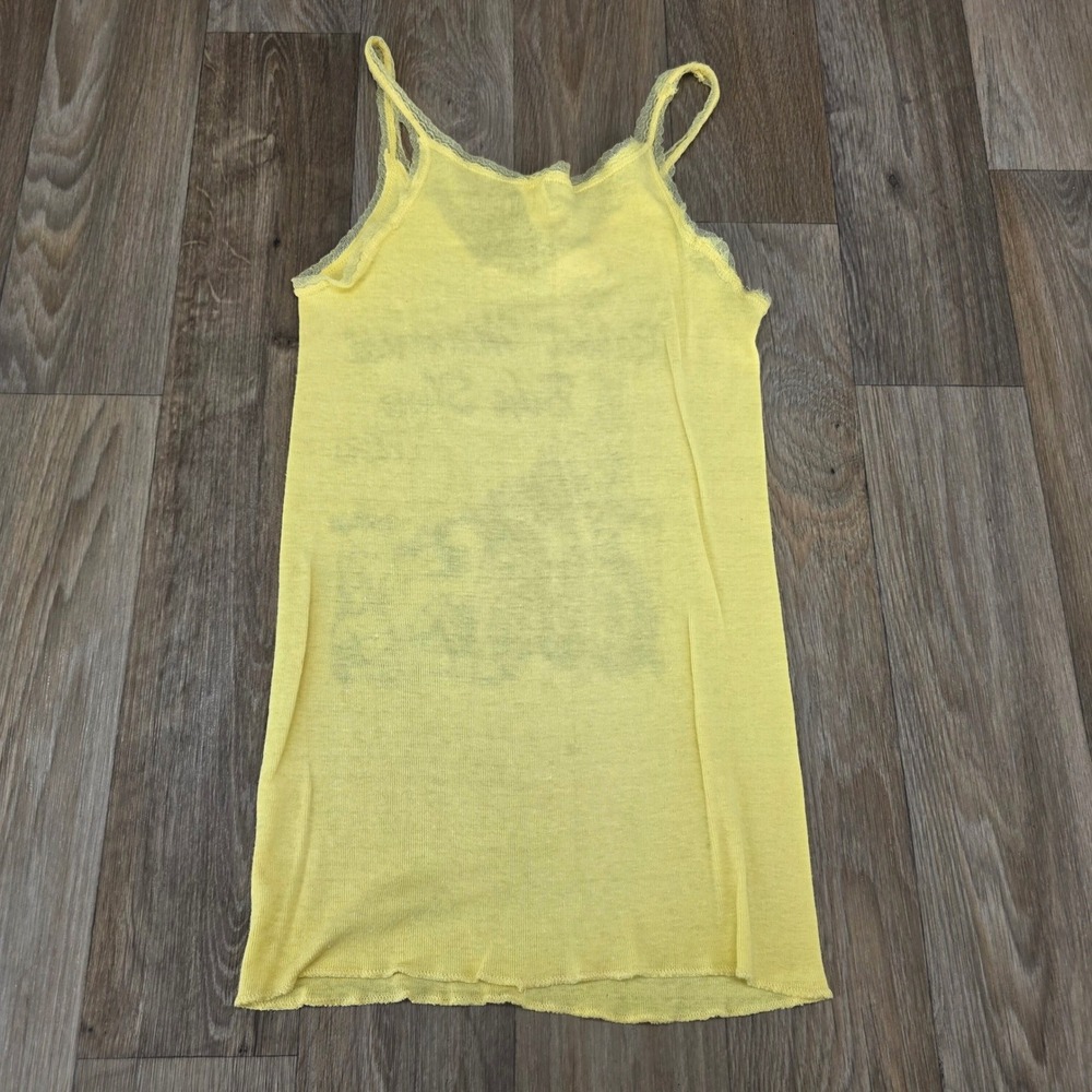 Vintage 1983 Rabbit Memorial Bike Show Yellow Graphic Lace Camisole Tank XL - Picture 3 of 8